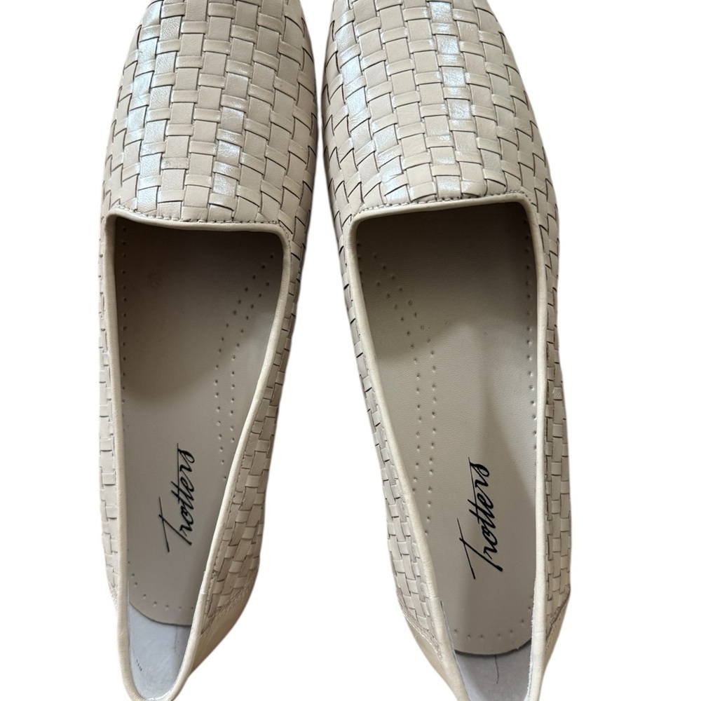 Trotters Liz Bone Beige Basket Woven Leather Loafers Casual Shoes Womens Size 8N - Picture 7 of 12